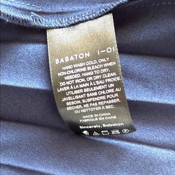 Aritzia Babaton 1-01 Navy Pleated Guell Blouse Navy Blue Pleated Camisole - Picture 2 of 9